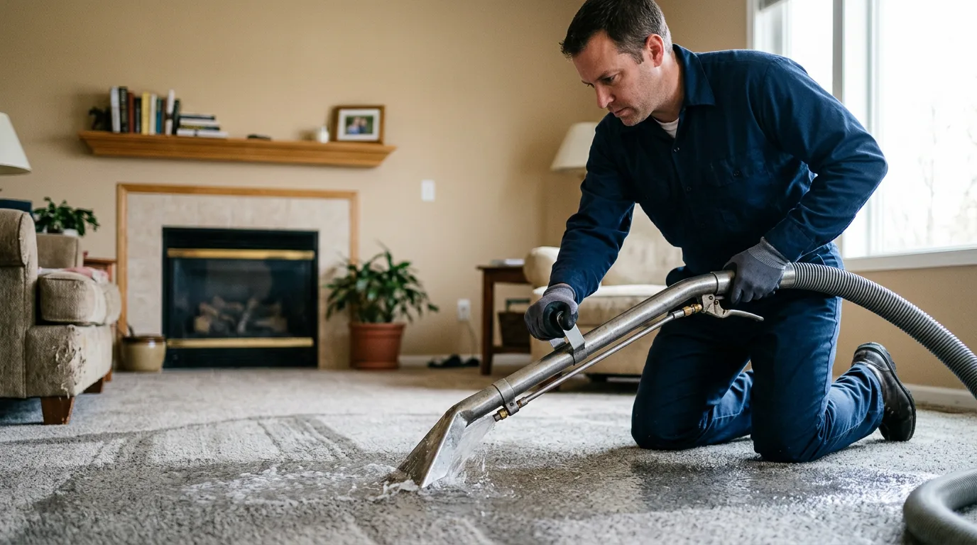 Water damage restoration technician working near Heber Springs, AR